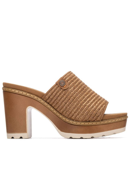 Refresh sandalo slip-on donna beige con tacco a blocco