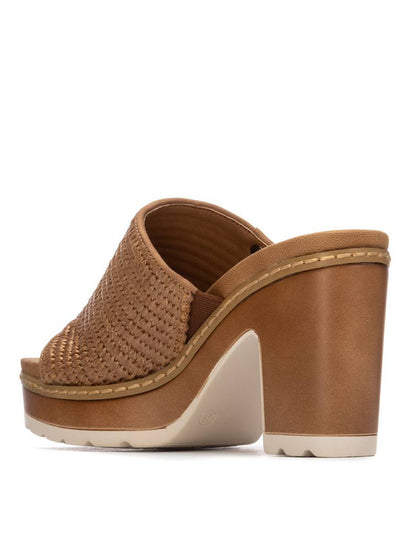 Refresh sandalo slip-on donna beige con tacco a blocco