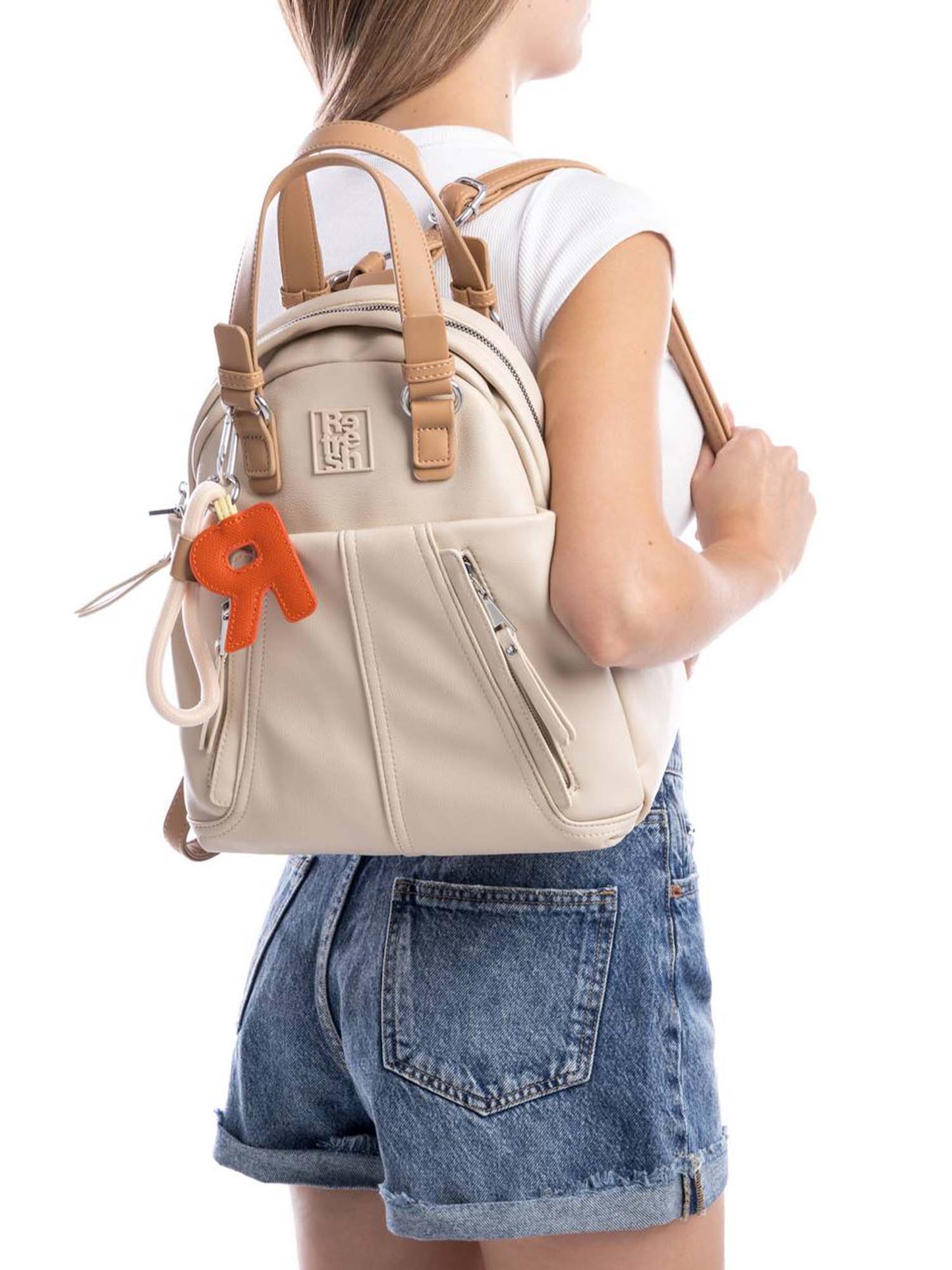 Zaino Refresh beige da donna dal design moderno e versatile