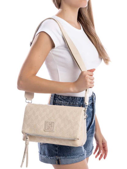 Borsa a tracolla Refresh in tessuto beige da donna