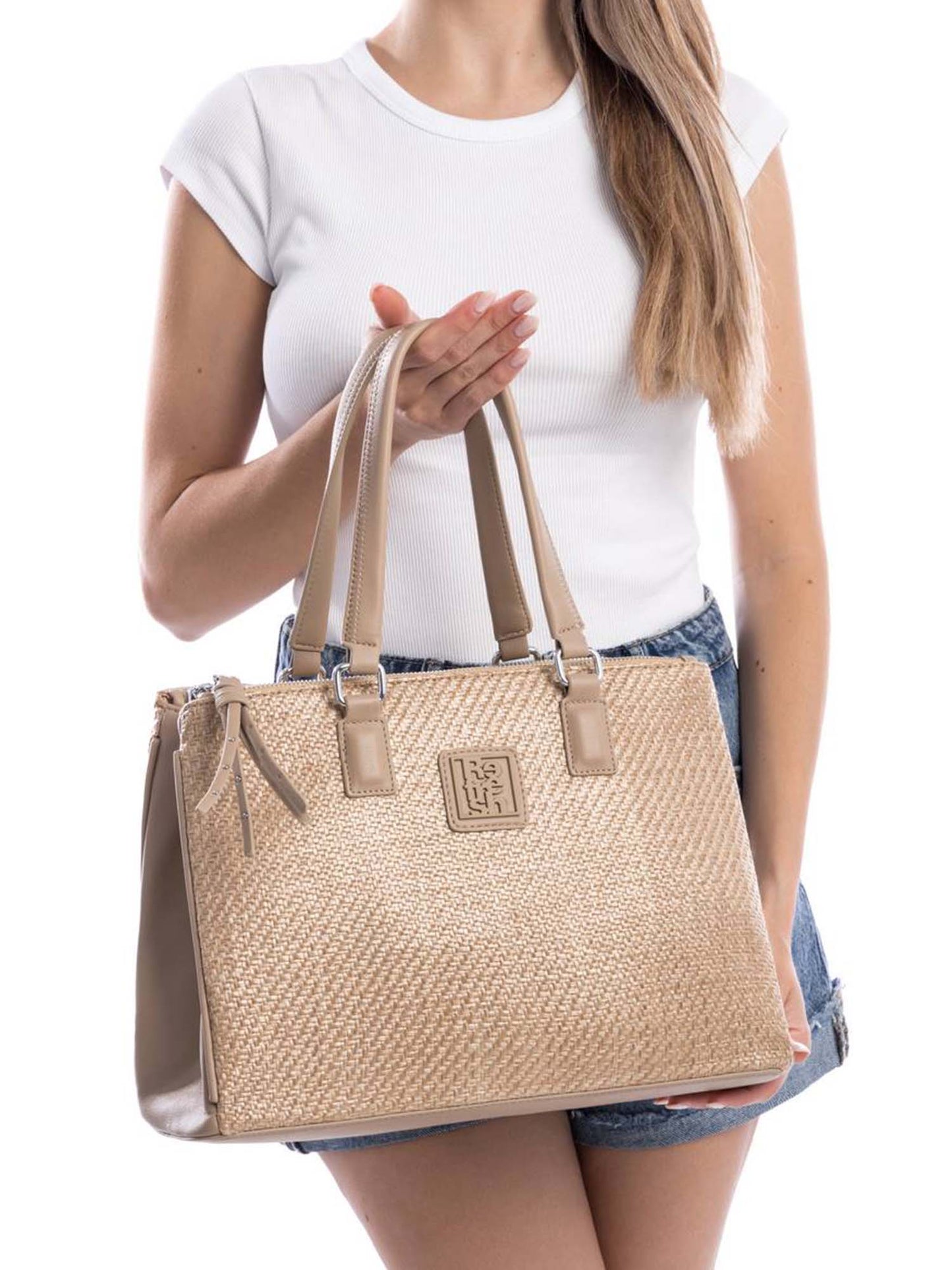 Borsa a tracolla media Refresh in elegante colore fango da donna