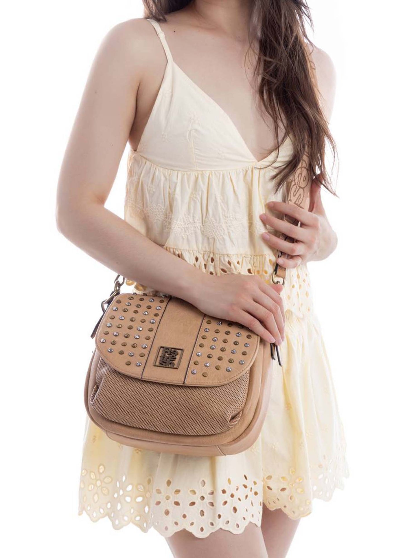 Borsa a tracolla Refresh beige da donna elegante e versatile