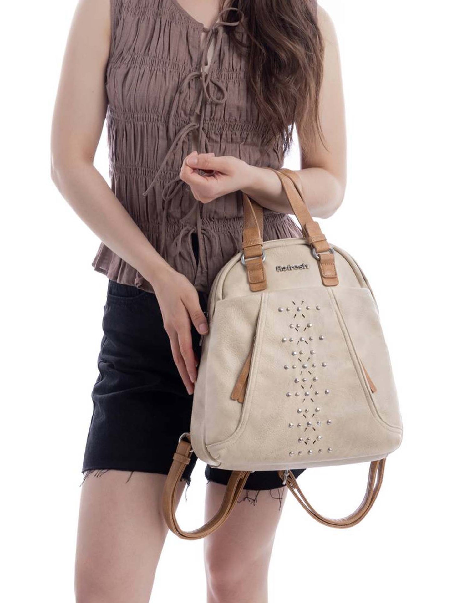 Zaino Refresh beige da donna in similpelle per uso quotidiano