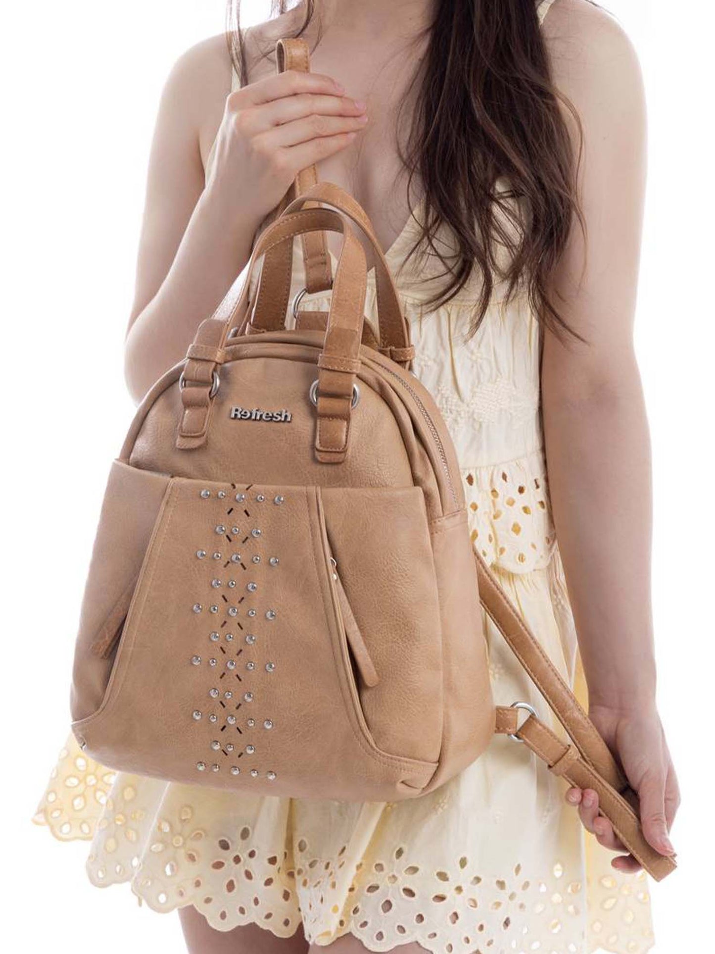 Zaino Refresh beige in similpelle, funzionale e alla moda da donna