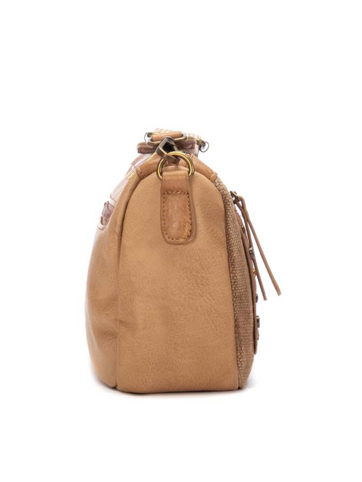 Borsa a tracolla Refresh beige con dettagli moderni e borchie