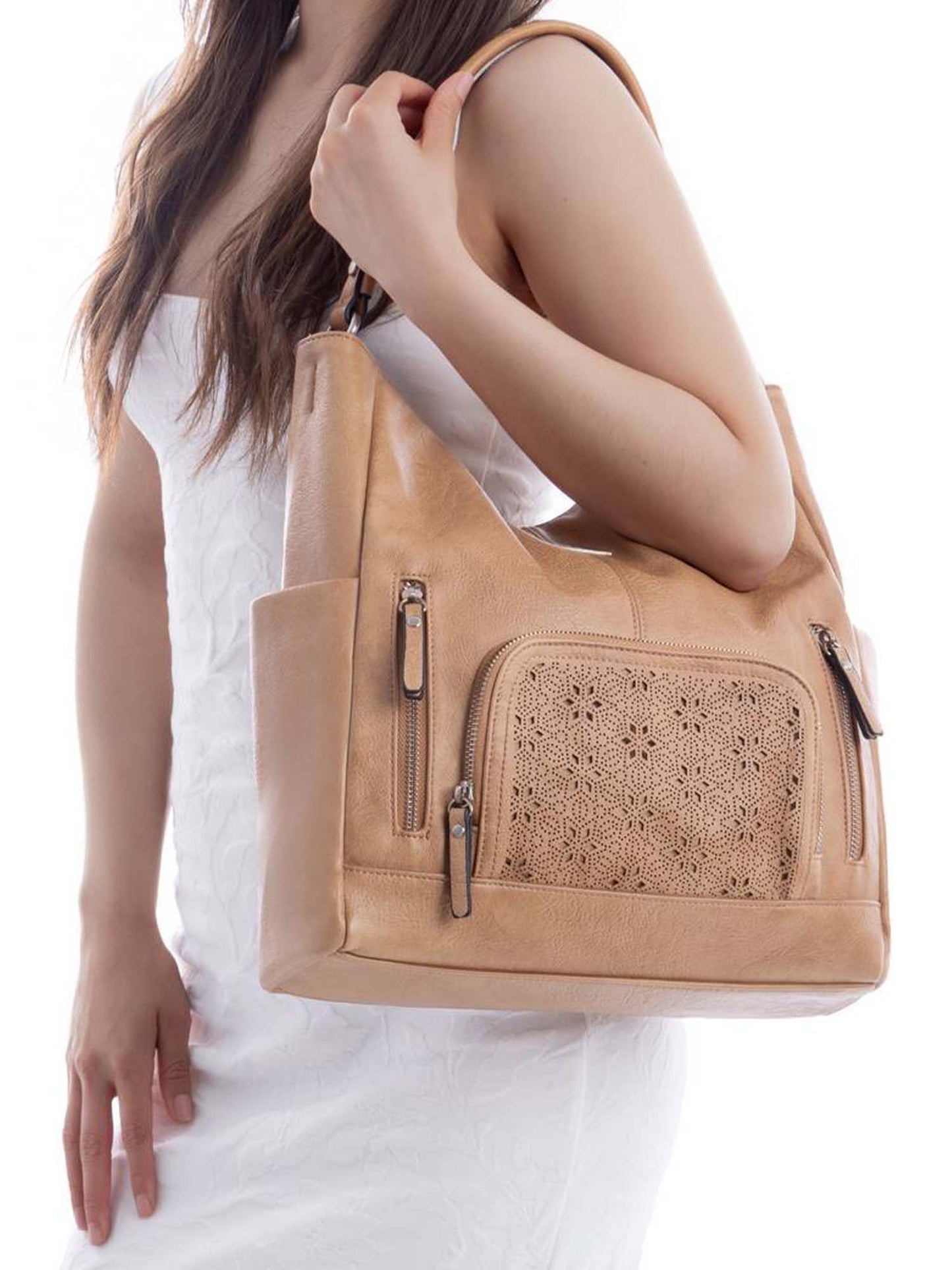 Borsa Refresh beige da donna in ecopelle con design moderno e funzionale