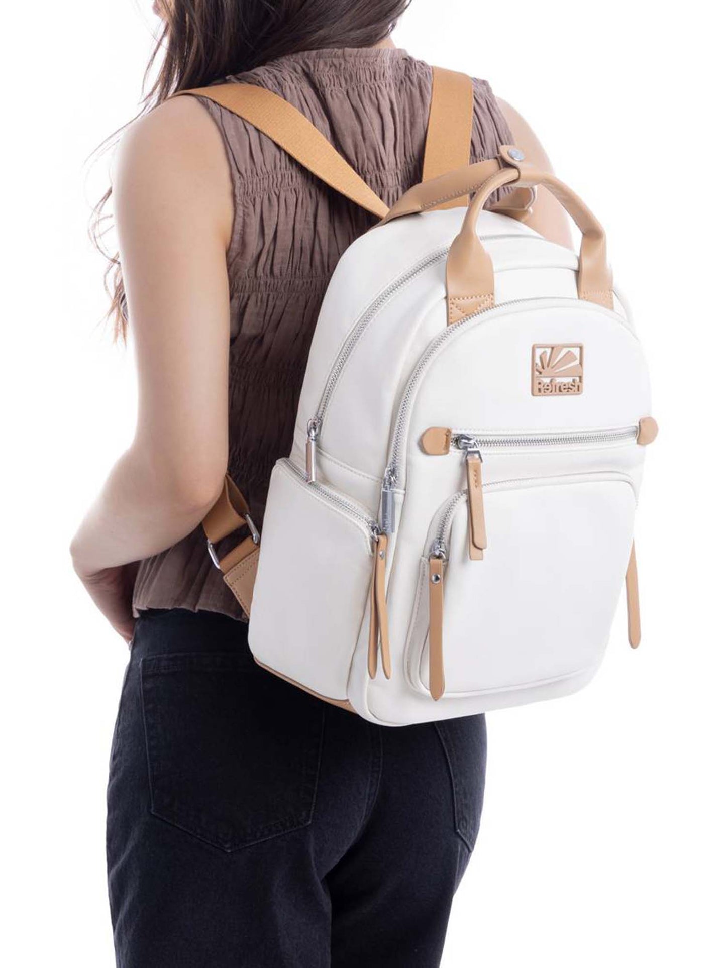 Refresh 183380 Hielo, zaino in ecopelle bianco da donna