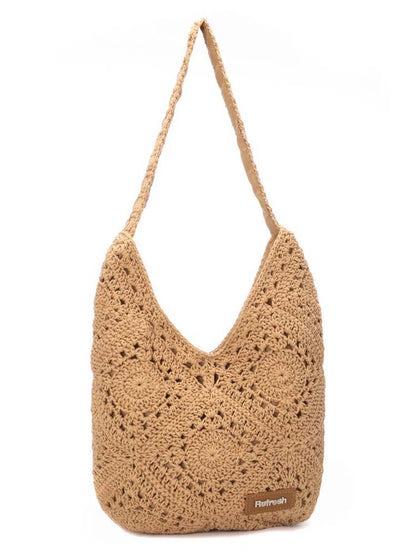 Borsa a tracolla Refresh beige in cotone dallo stile boho da donna