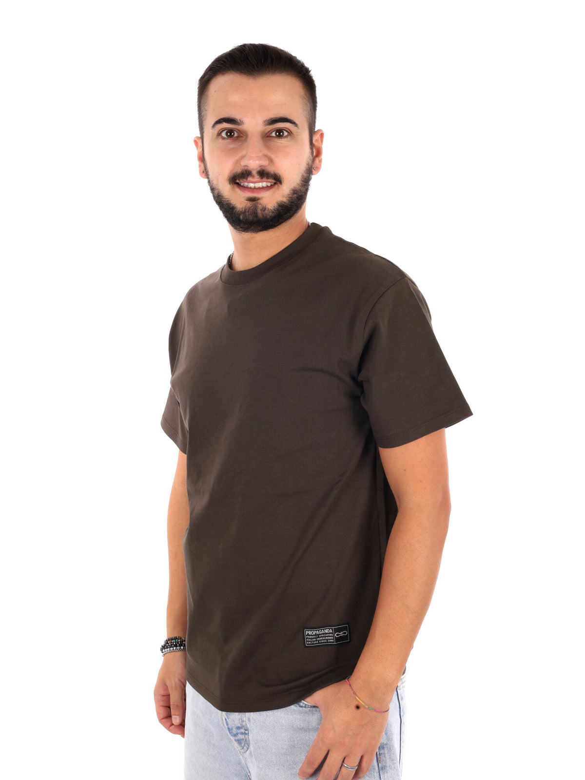Propaganda 26fwprts939 caffe, t-shirt maniche corte da uomo marrone