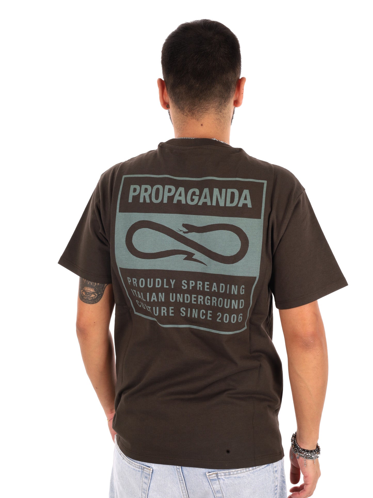 Propaganda 26fwprts939 caffe, t-shirt maniche corte da uomo marrone
