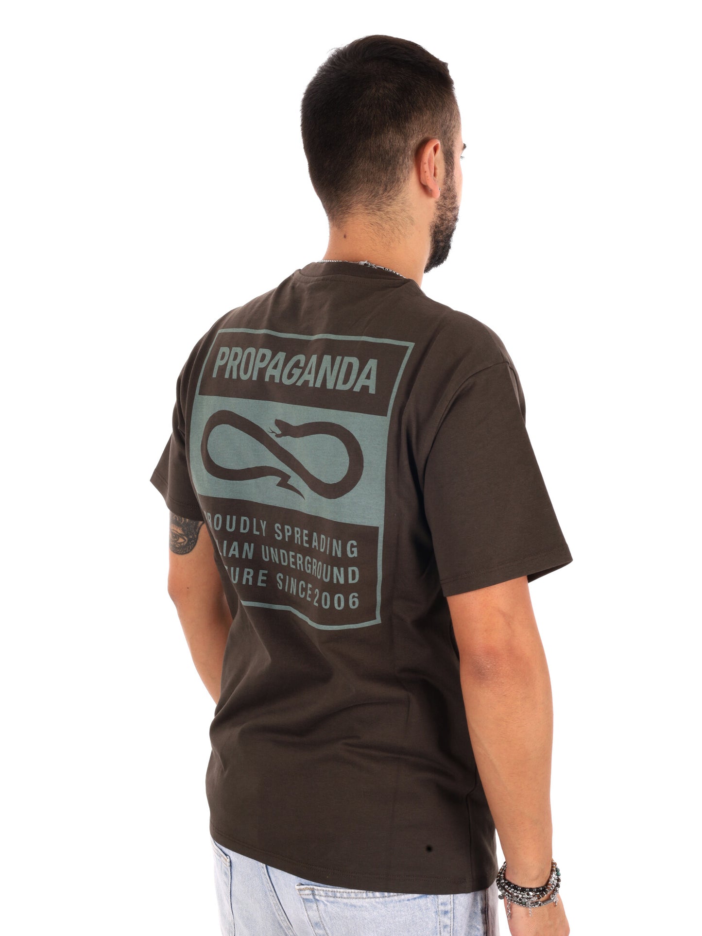 Propaganda 26fwprts939 caffe, t-shirt maniche corte da uomo marrone