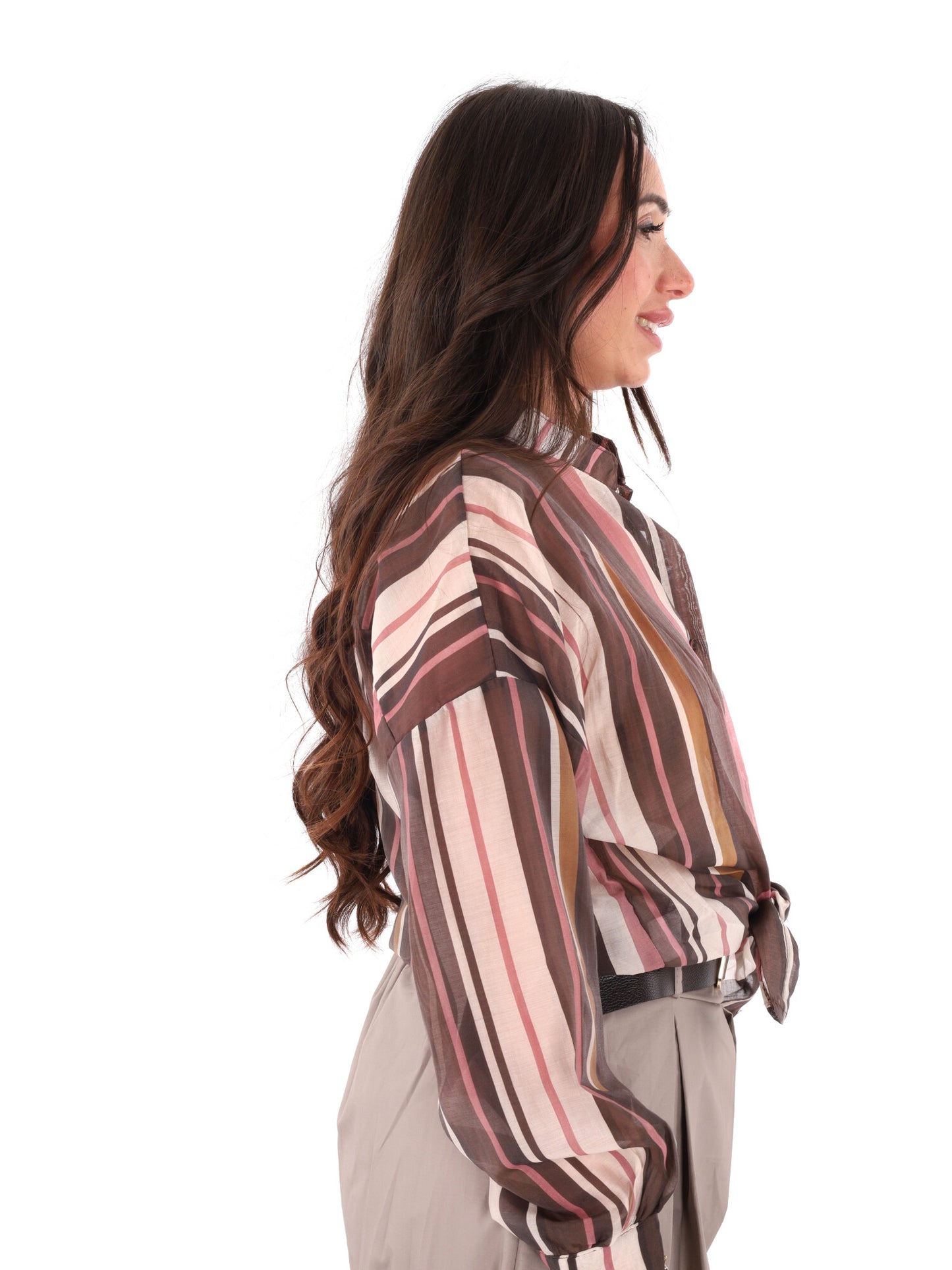 Camicia marrone da donna Miss Love, elegante e versatile