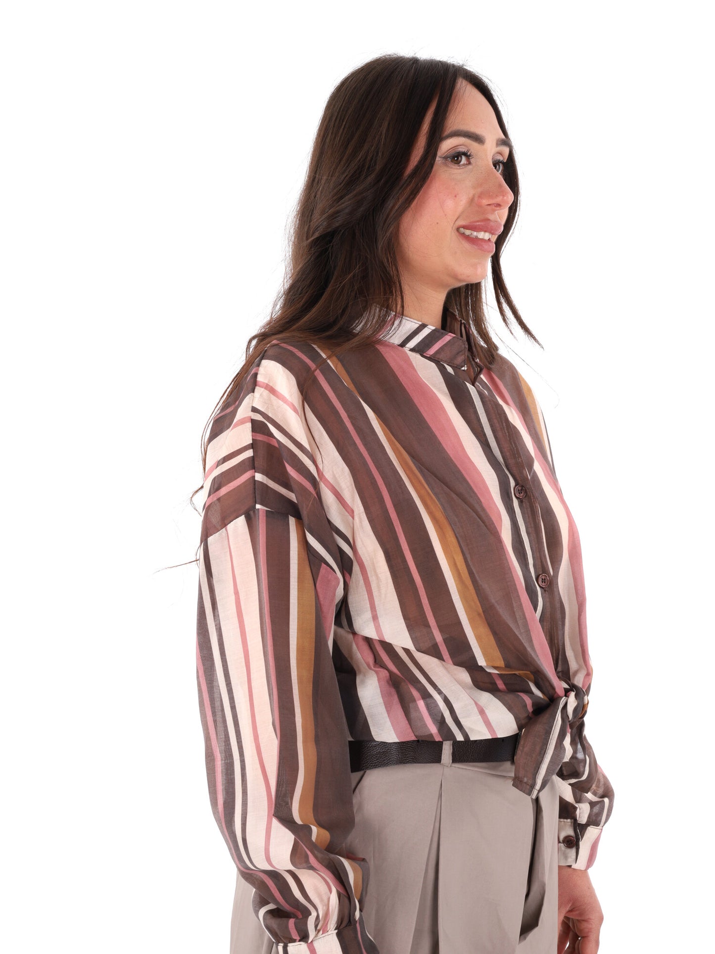 Camicia marrone da donna Miss Love, elegante e versatile