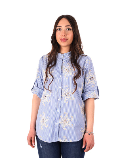 Camicia azzurra Miss Love da donna per primavera estate