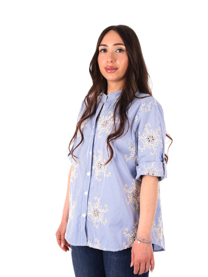 Camicia azzurra Miss Love da donna per primavera estate