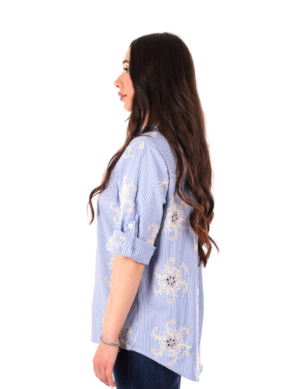 Camicia azzurra Miss Love da donna per primavera estate