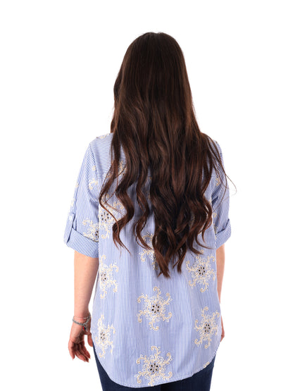 Camicia azzurra Miss Love da donna per primavera estate