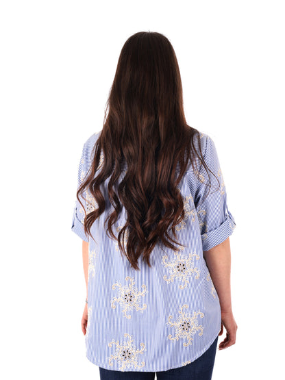Camicia azzurra Miss Love da donna per primavera estate