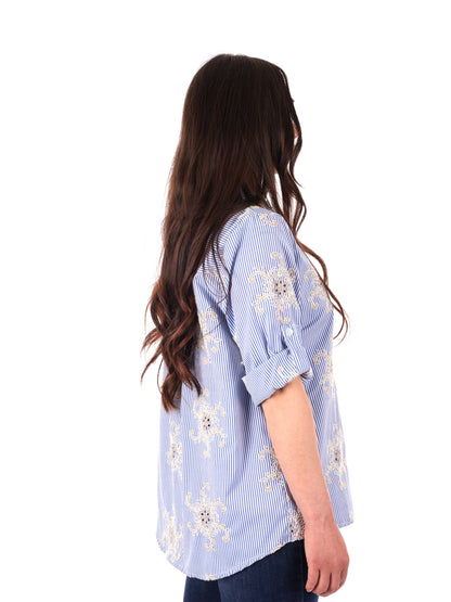 Camicia azzurra Miss Love da donna per primavera estate