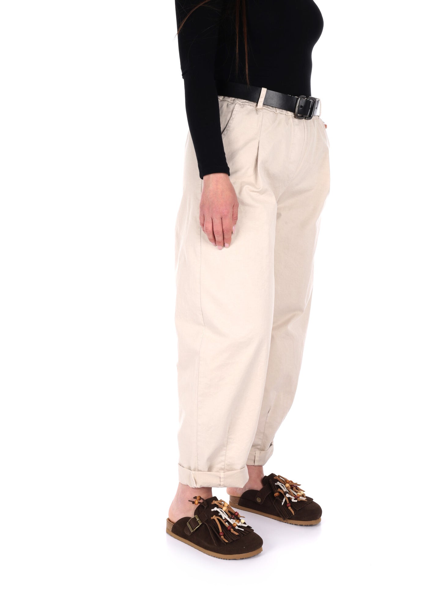 Pantaloni beige da donna Miss Love, eleganza e comfort casual