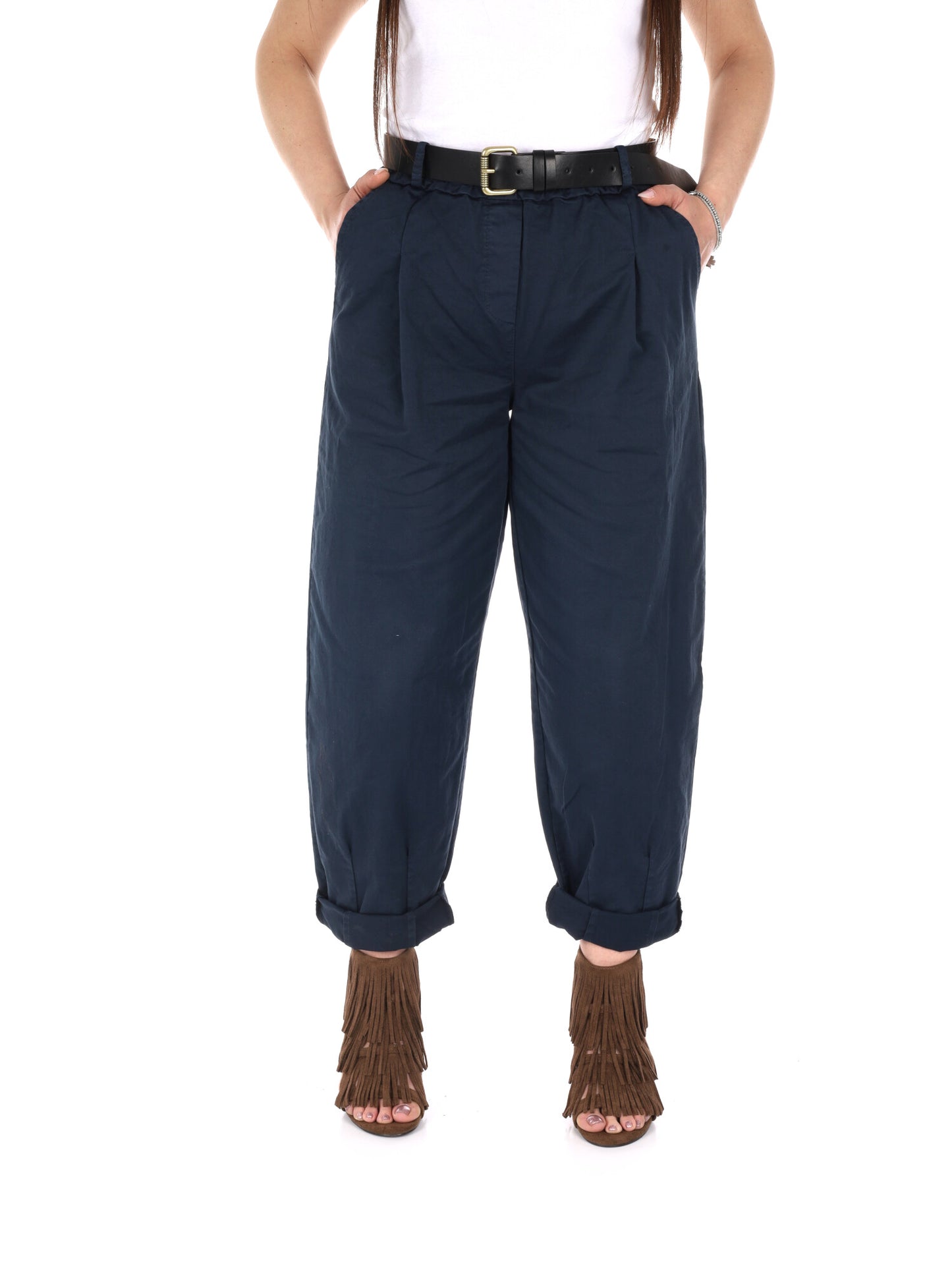 Pantaloni wide leg Miss Love donna in denim blu