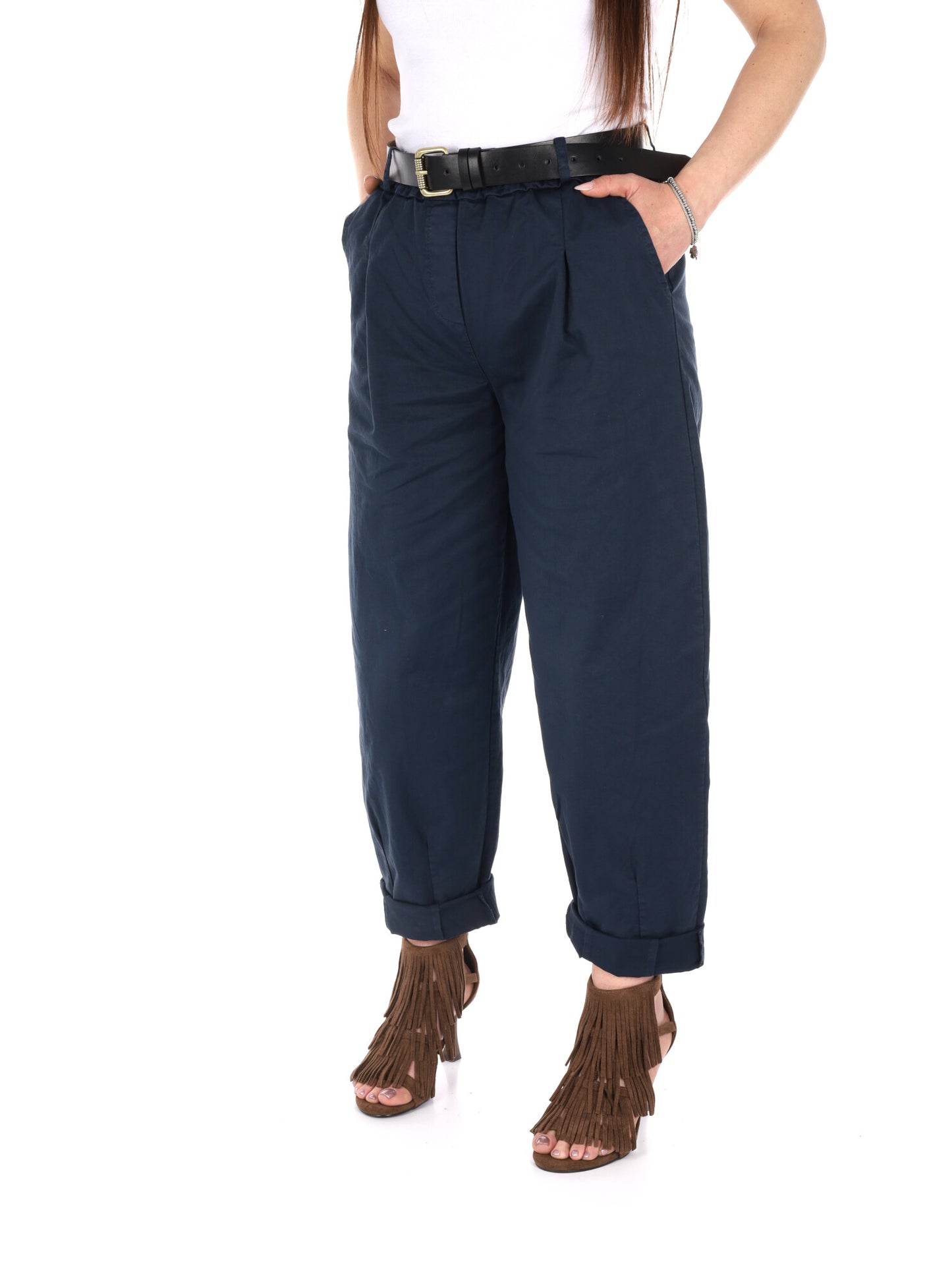 Pantaloni wide leg Miss Love donna in denim blu