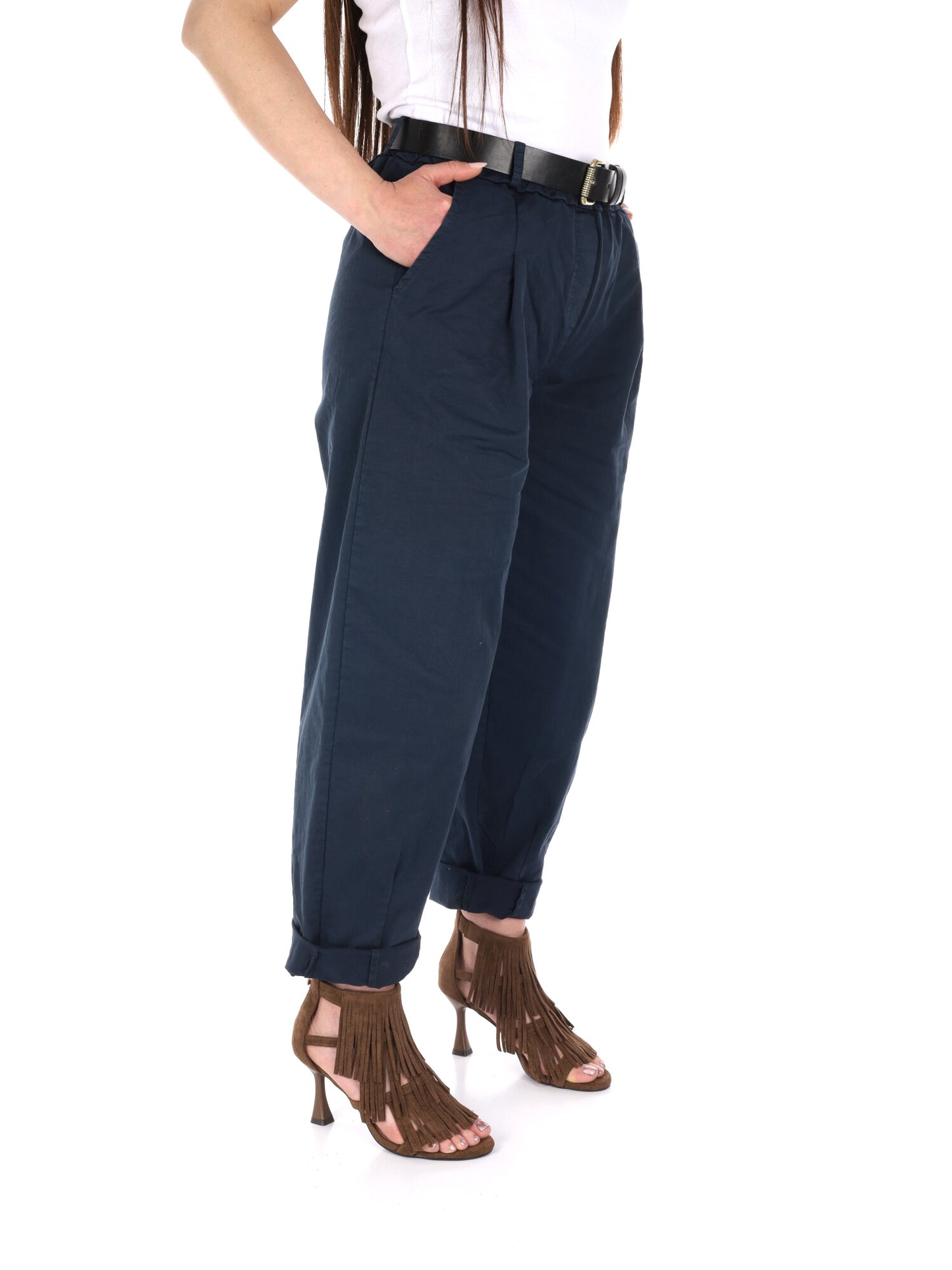 Pantaloni wide leg Miss Love donna in denim blu