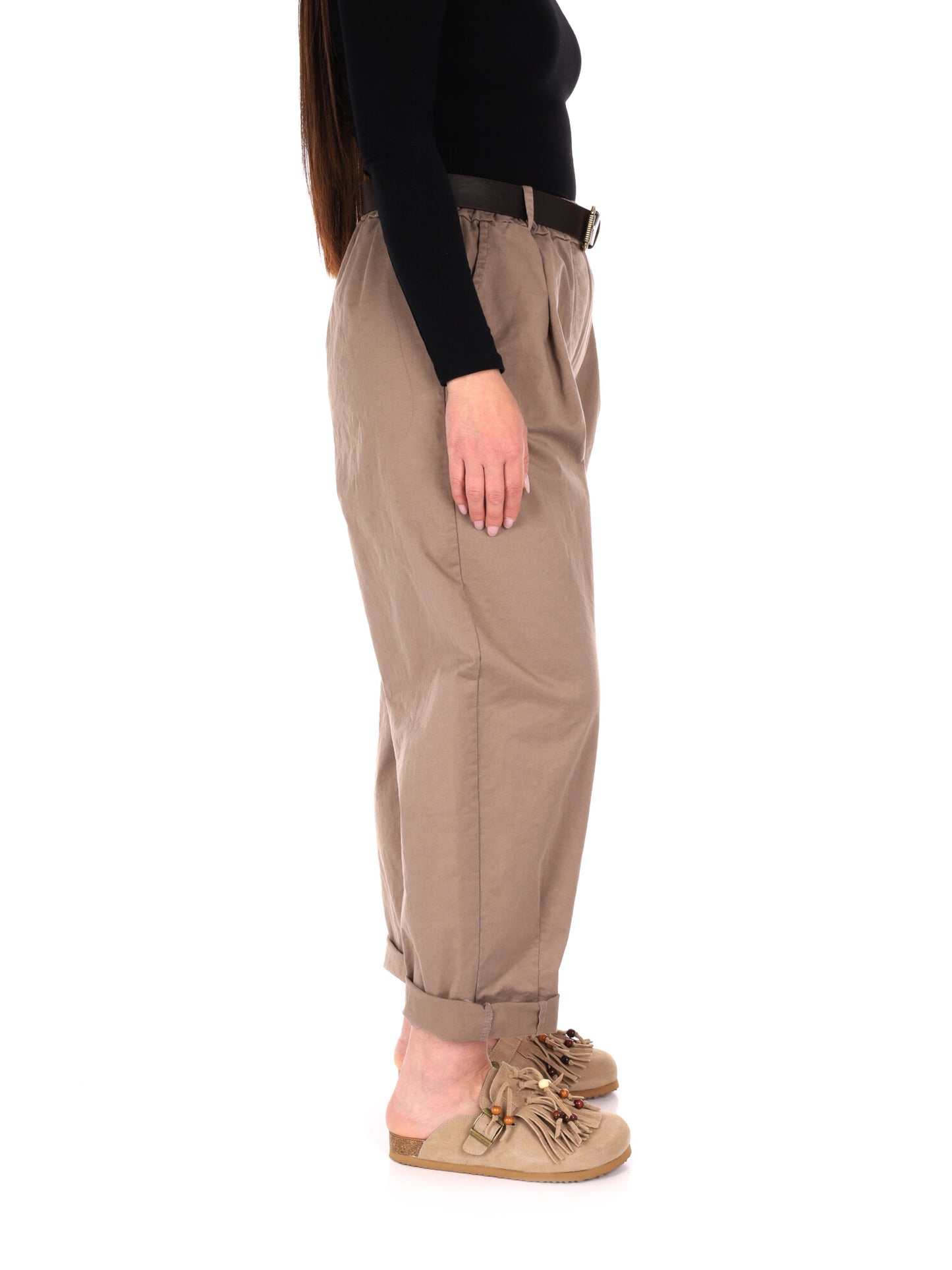 Pantaloni donna Miss Love in tinta fango per la primavera