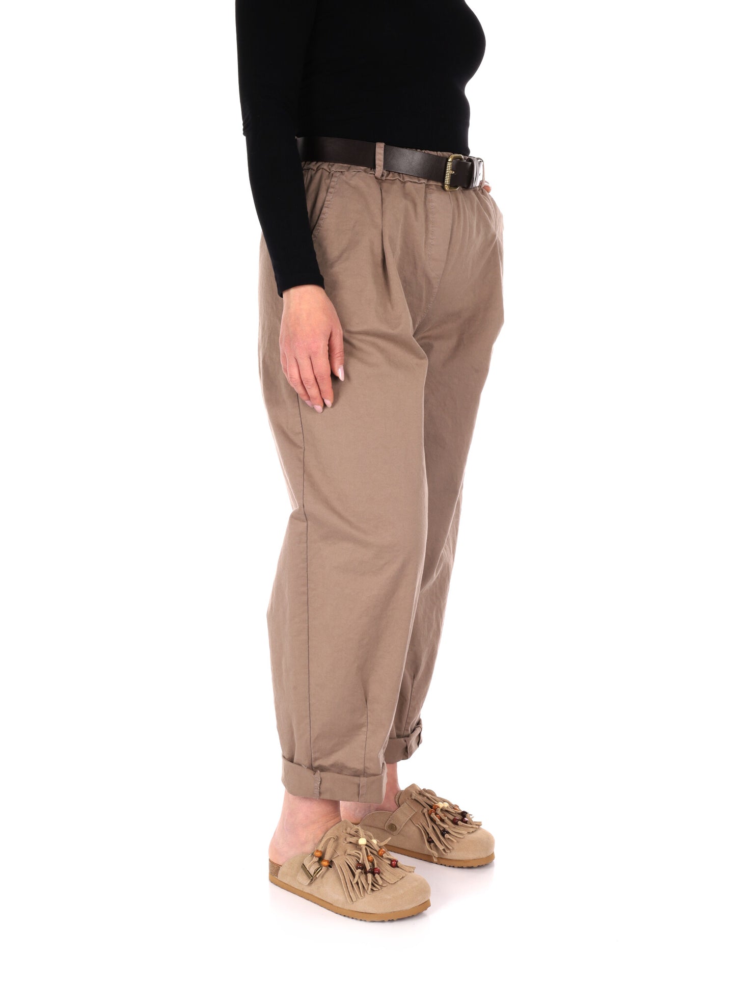 Pantaloni donna Miss Love in tinta fango per la primavera