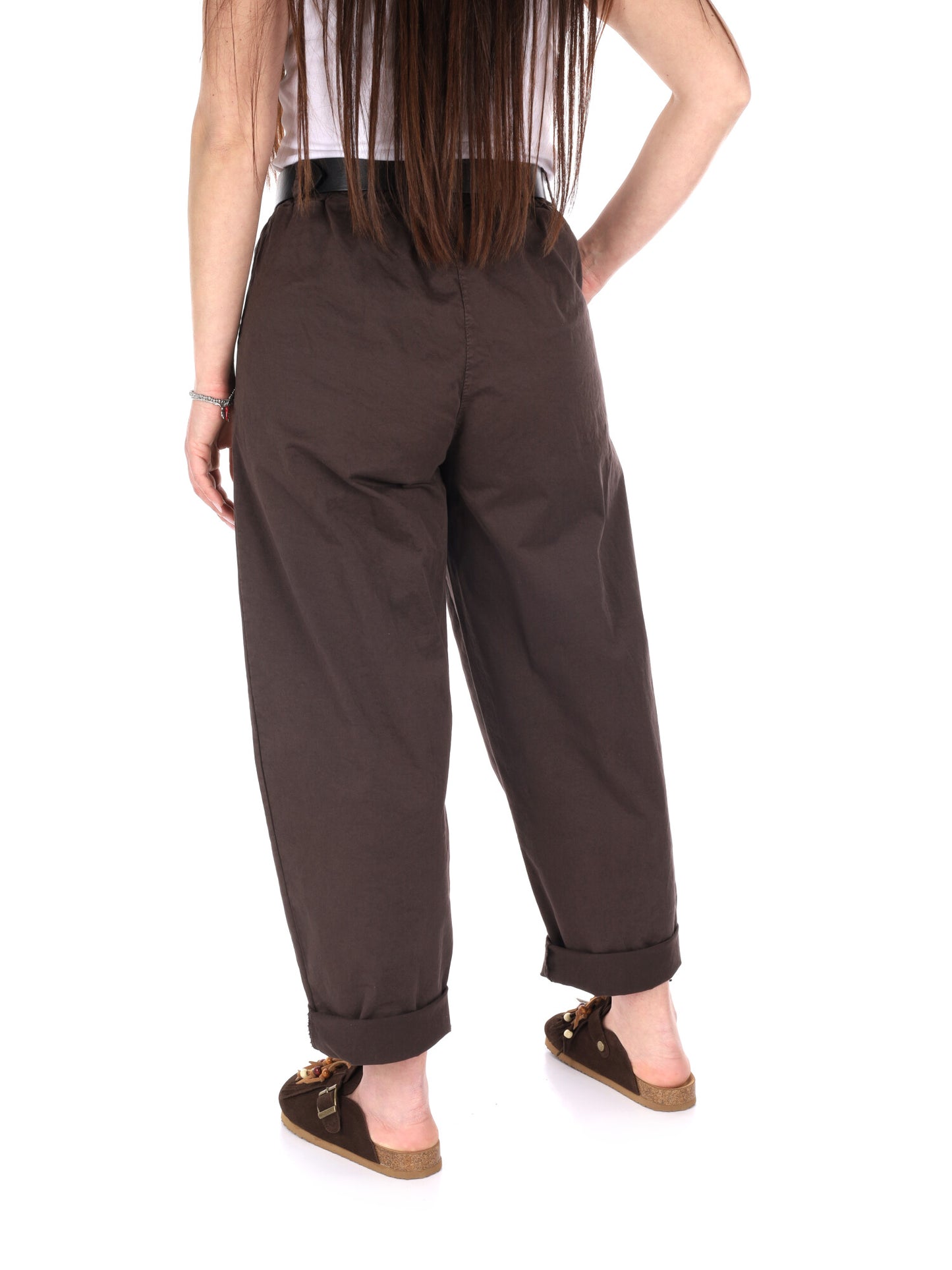 Pantaloni Miss Love donna marroni per la primavera estate