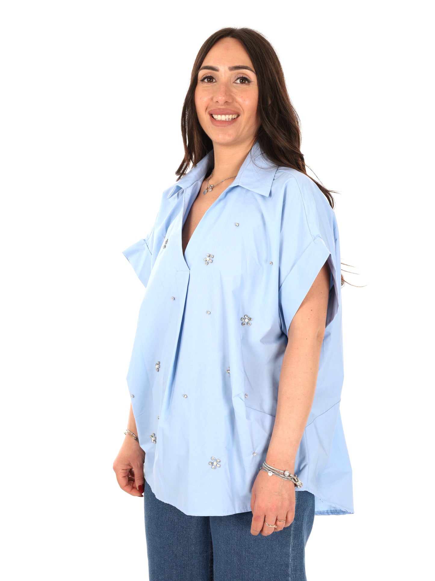 Miss Love camicia donna azzurra elegante e versatile