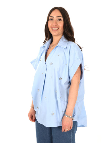 Miss Love camicia donna azzurra elegante e versatile