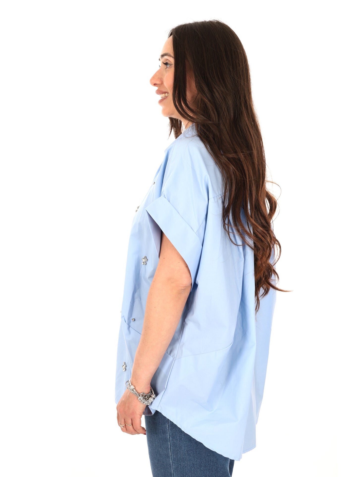 Miss Love camicia donna azzurra elegante e versatile