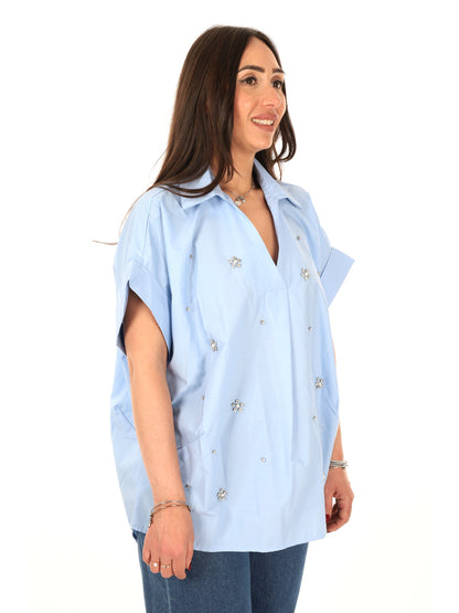 Miss Love camicia donna azzurra elegante e versatile