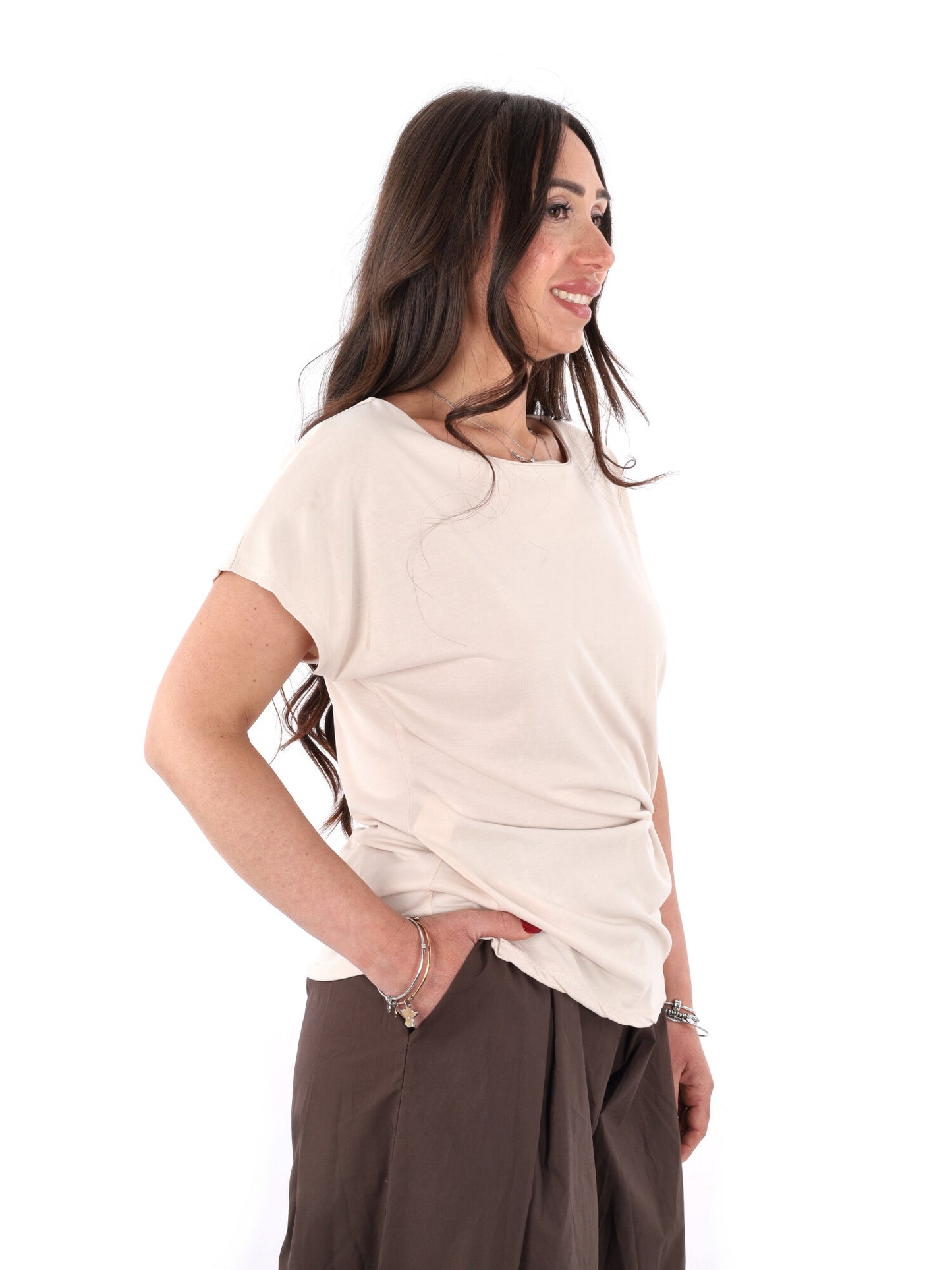 Miss Love t-shirt maniche corte beige da donna