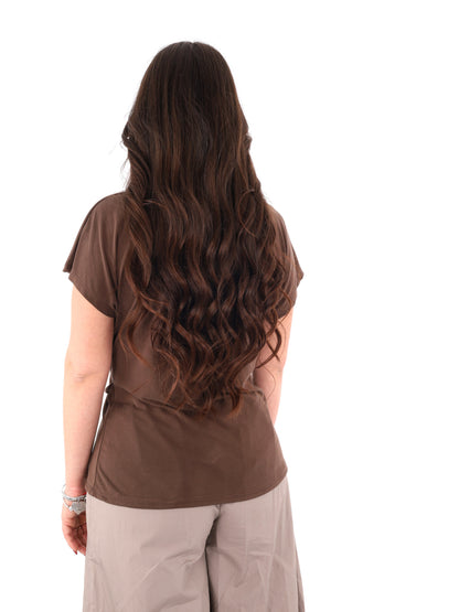 T-shirt donna Miss Love in marrone, stile semplice e versatile
