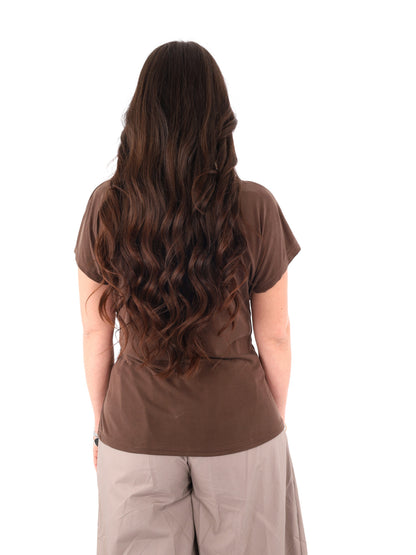 T-shirt donna Miss Love in marrone, stile semplice e versatile