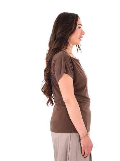T-shirt donna Miss Love in marrone, stile semplice e versatile