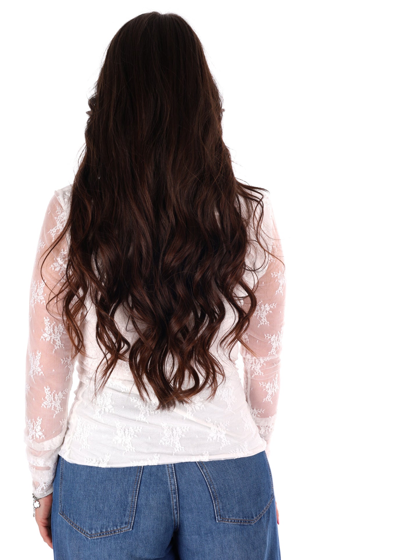 Miss Love maglia a maniche lunghe bianca in pizzo da donna