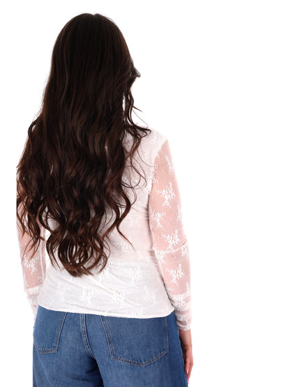 Miss Love maglia a maniche lunghe bianca in pizzo da donna