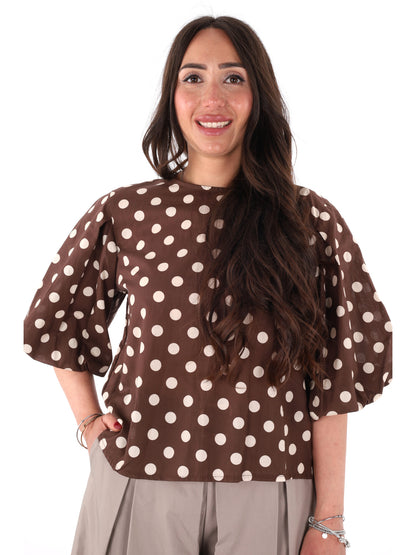 Miss Love blusa da donna marrone elegante e raffinata
