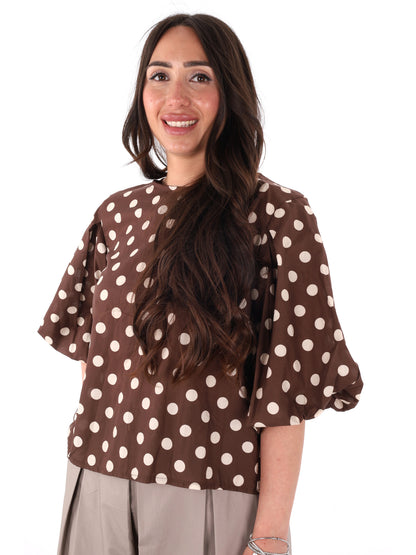 Miss Love blusa da donna marrone elegante e raffinata