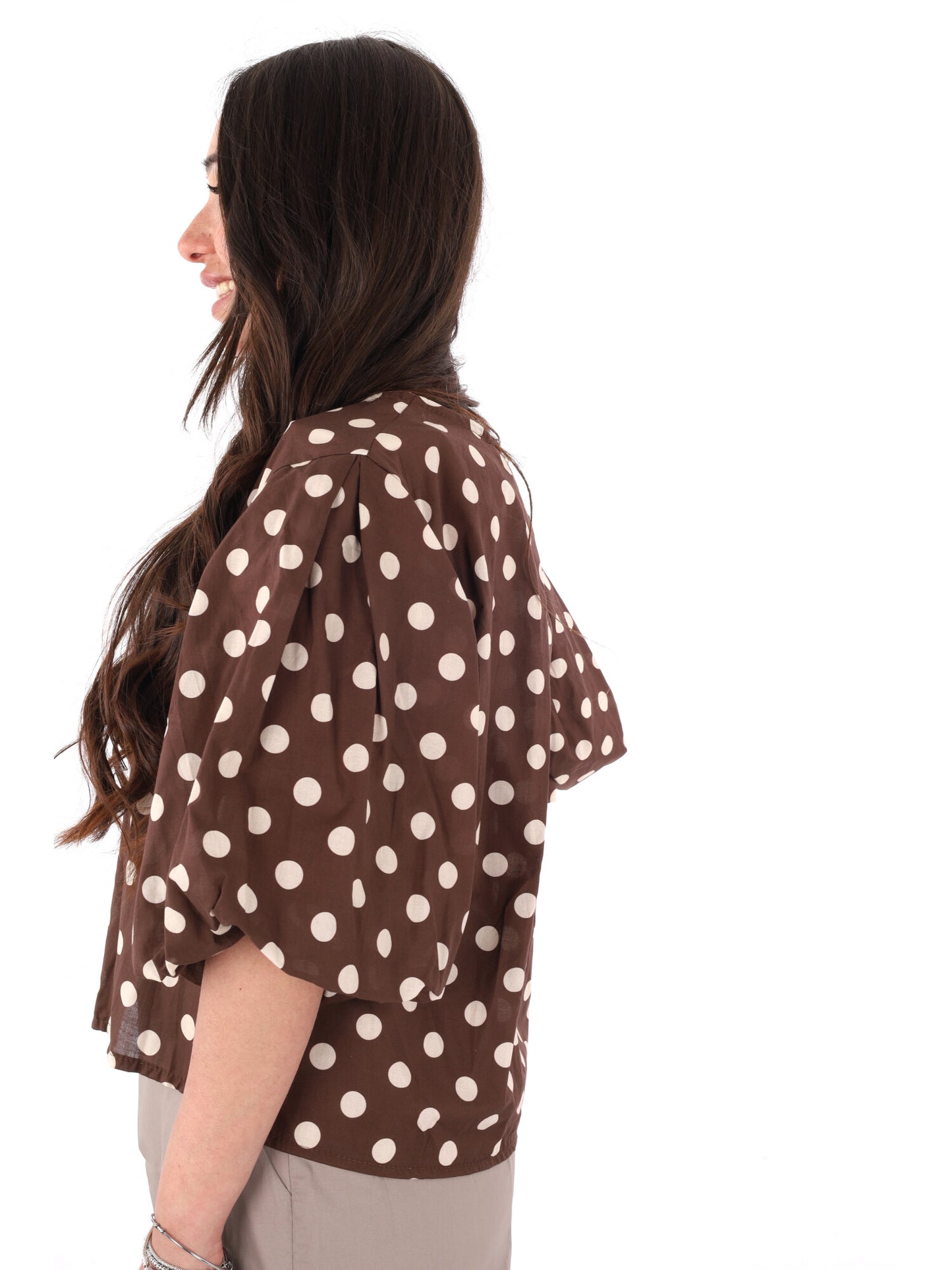 Miss Love blusa da donna marrone elegante e raffinata