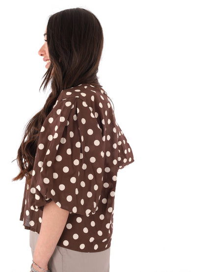 Miss Love blusa da donna marrone elegante e raffinata