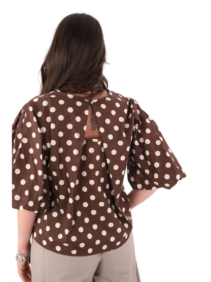 Miss Love blusa da donna marrone elegante e raffinata