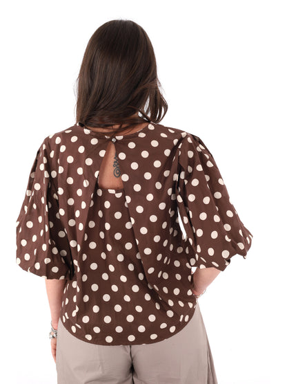 Miss Love blusa da donna marrone elegante e raffinata