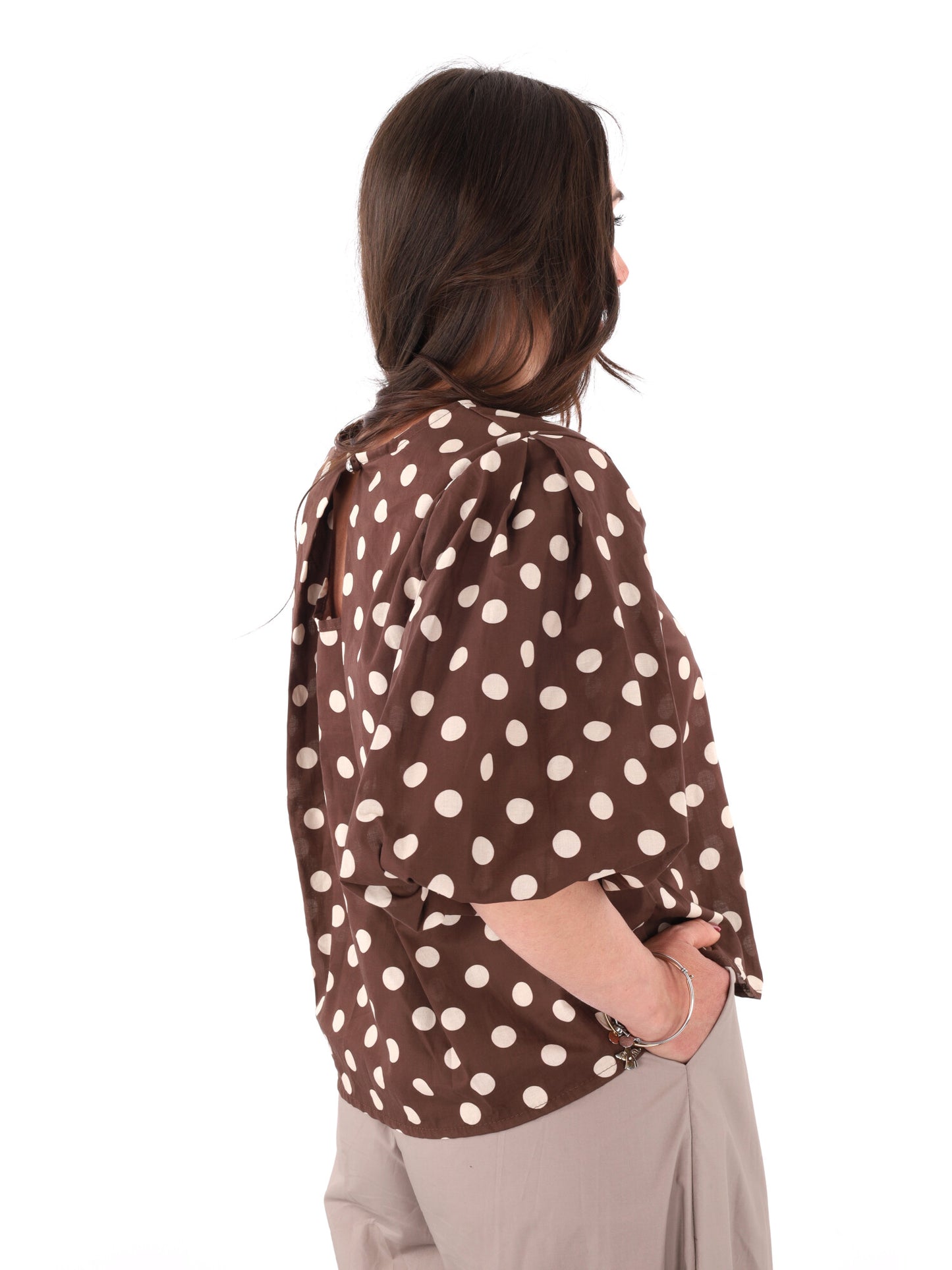 Miss Love blusa da donna marrone elegante e raffinata