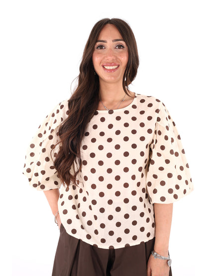 Miss Love blusa donna in colore crema elegante e versatile