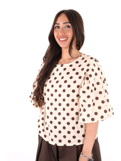 Miss Love blusa donna in colore crema elegante e versatile