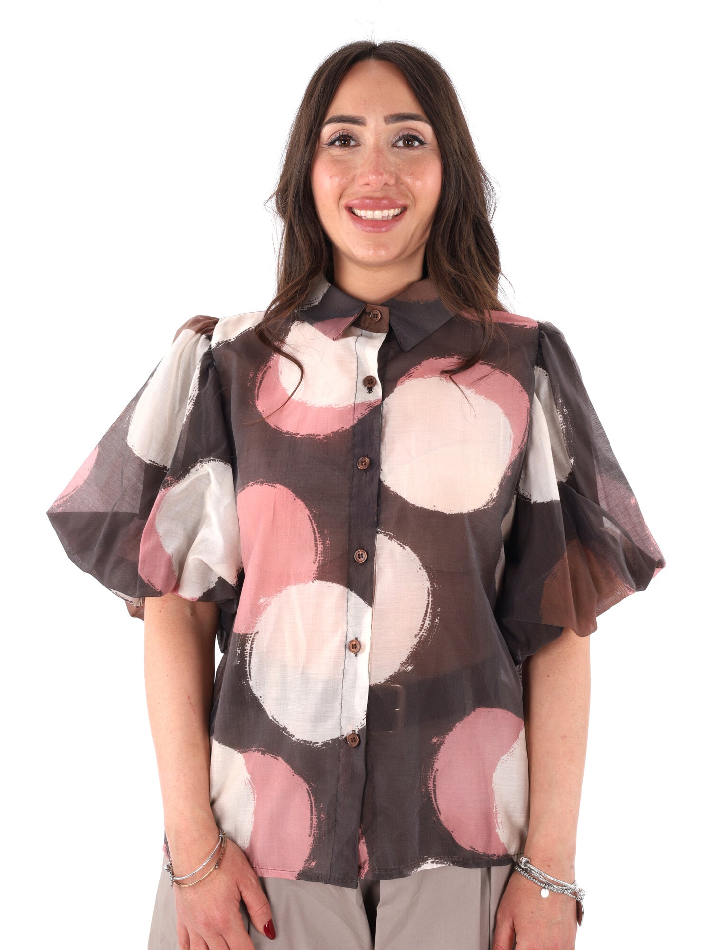 Miss Love camicia donna marrone elegante e versatile